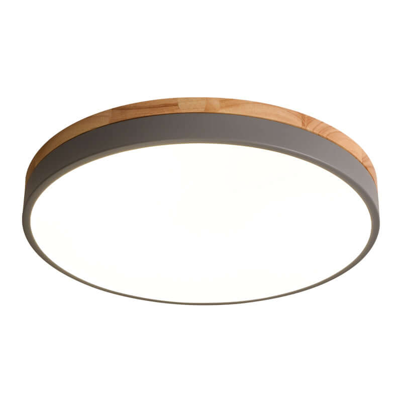 Wooden Round Flush Mount Ceiling Light Fixture for Living Room, Hallway, Bedroom