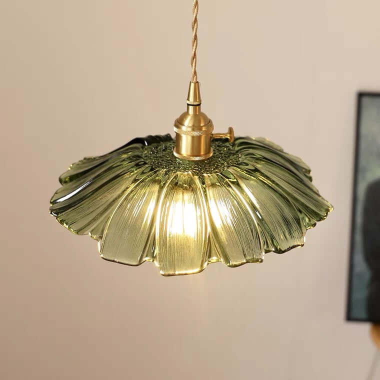 Retro Flower Glass Pendant Light for Dining Room, Vintage Hanging Lamp