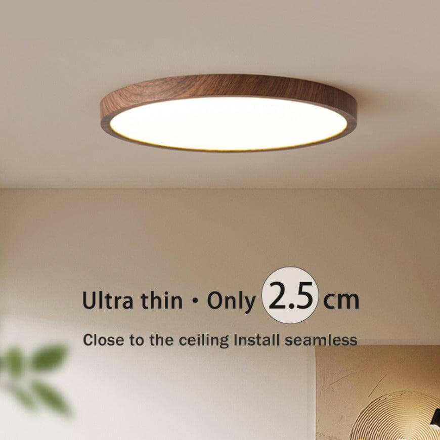 Ultrathin LED Ceiling Light, Modern Walnut Wood Grain, Dimmable, 30cm/40cm