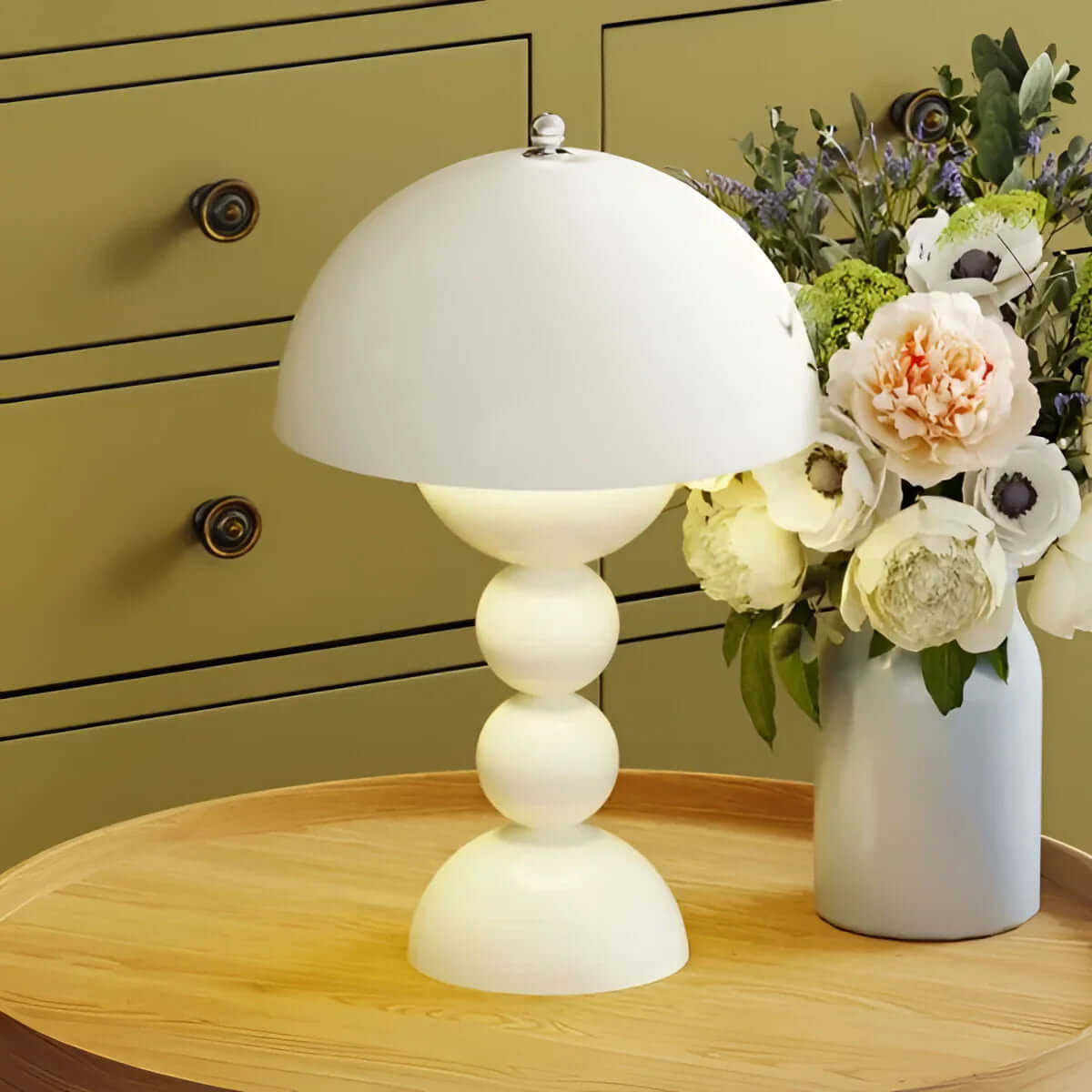 Vintage Mid-Century Modern Mushroom Lamp - Retro Acrylic Dome Light for Table & Desk