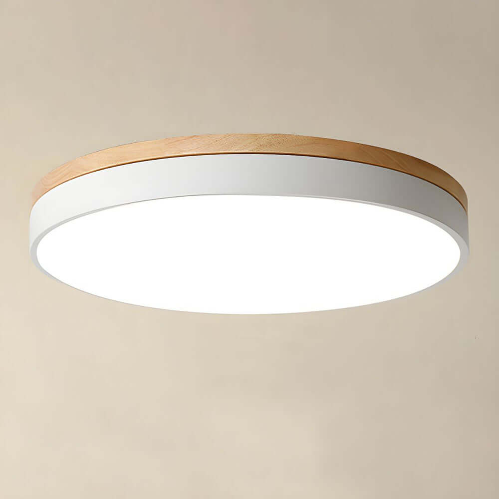 Wooden Round Flush Mount Ceiling Light Fixture for Living Room, Hallway, Bedroom