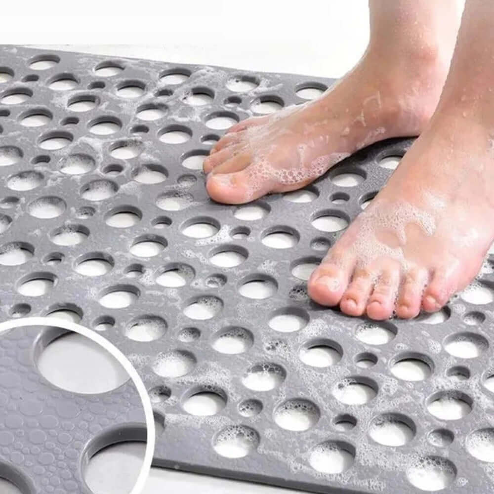 Luxury Anti-Slip Shower Mat, Mold-Resistant Bath Mat with Strong Suction Cups, Quick-Drainage, 70x38cm