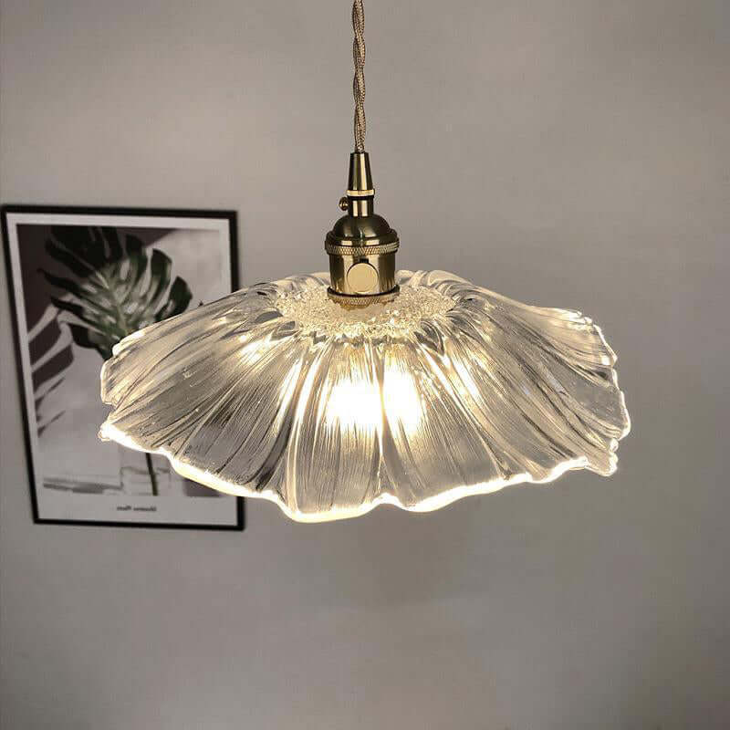 Retro Flower Glass Pendant Light for Dining Room, Vintage Hanging Lamp