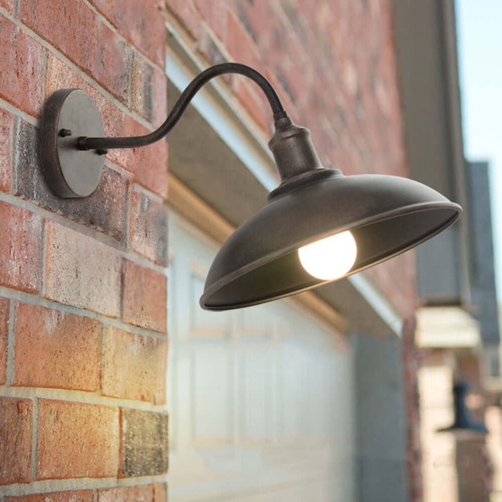 Alessio Rustic Bowl Shaped Antique Brass IP65 Waterproof Outdoor Wall Lamp