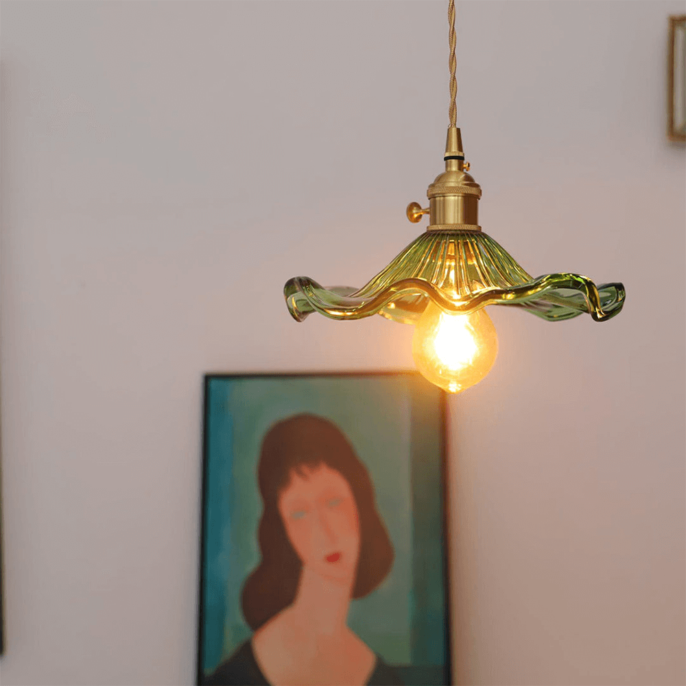 Hibiscus Flower Glass LED Pendant Light - Elegant Hanging Lamp