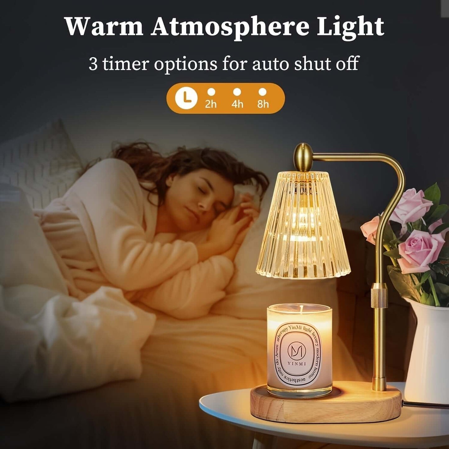 Cozy Dimmable Candle Warmer Lamp with Adjustable Height & Timer