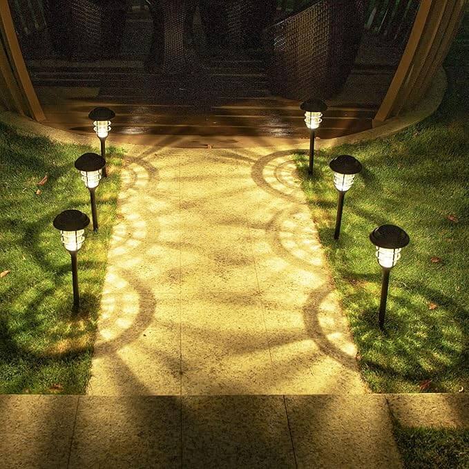 Solar Garden Lamps Torch Lights Outdoor 6-Pack - Black Aluminum & Plastic - 10 Lumens - 59cm H x 16cm W