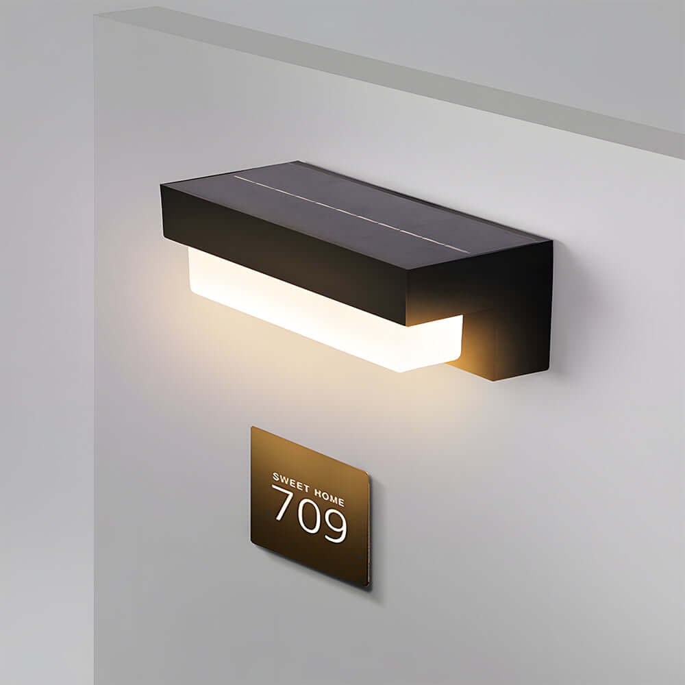Solar LED Outdoor Wall Light, Black, Modern Waterproof Wall Sconce, 17/32CM