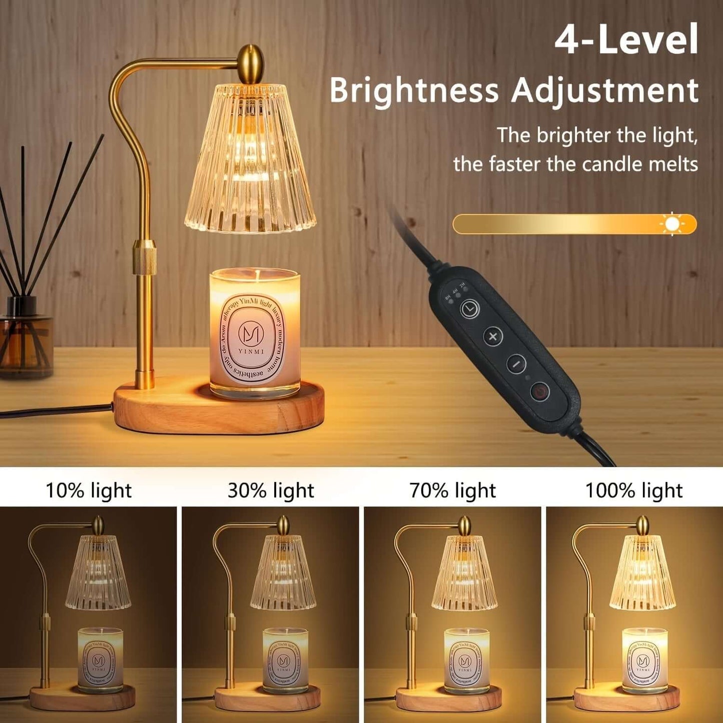 Cozy Dimmable Candle Warmer Lamp with Adjustable Height & Timer