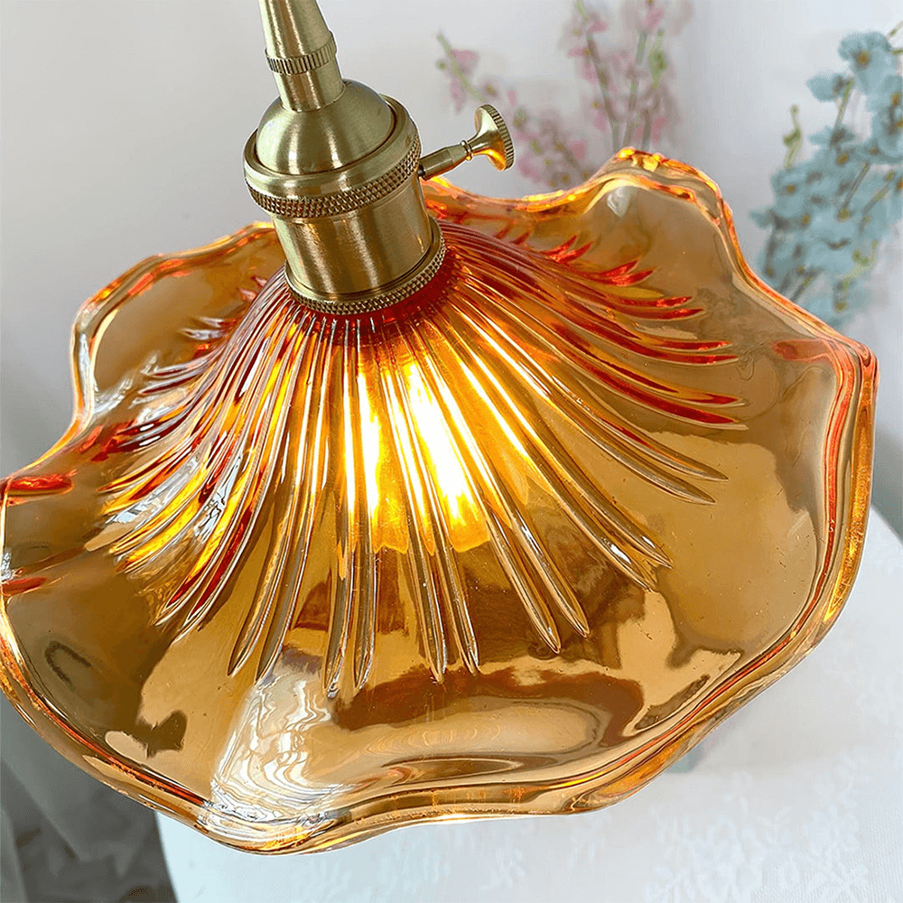 Hibiscus Flower Glass LED Pendant Light - Elegant Hanging Lamp