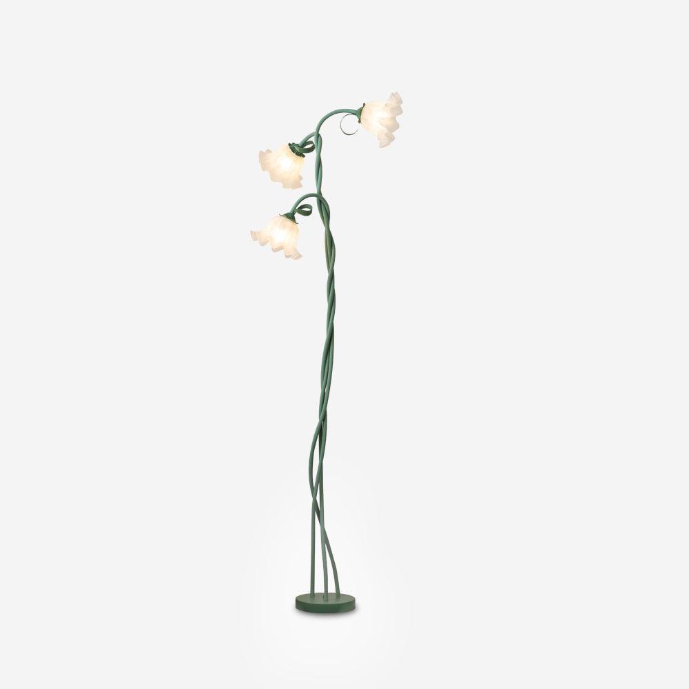 Calla Lily Flower Floor Lamp - Elegant Green Matte Finish with Delicate White Flowers