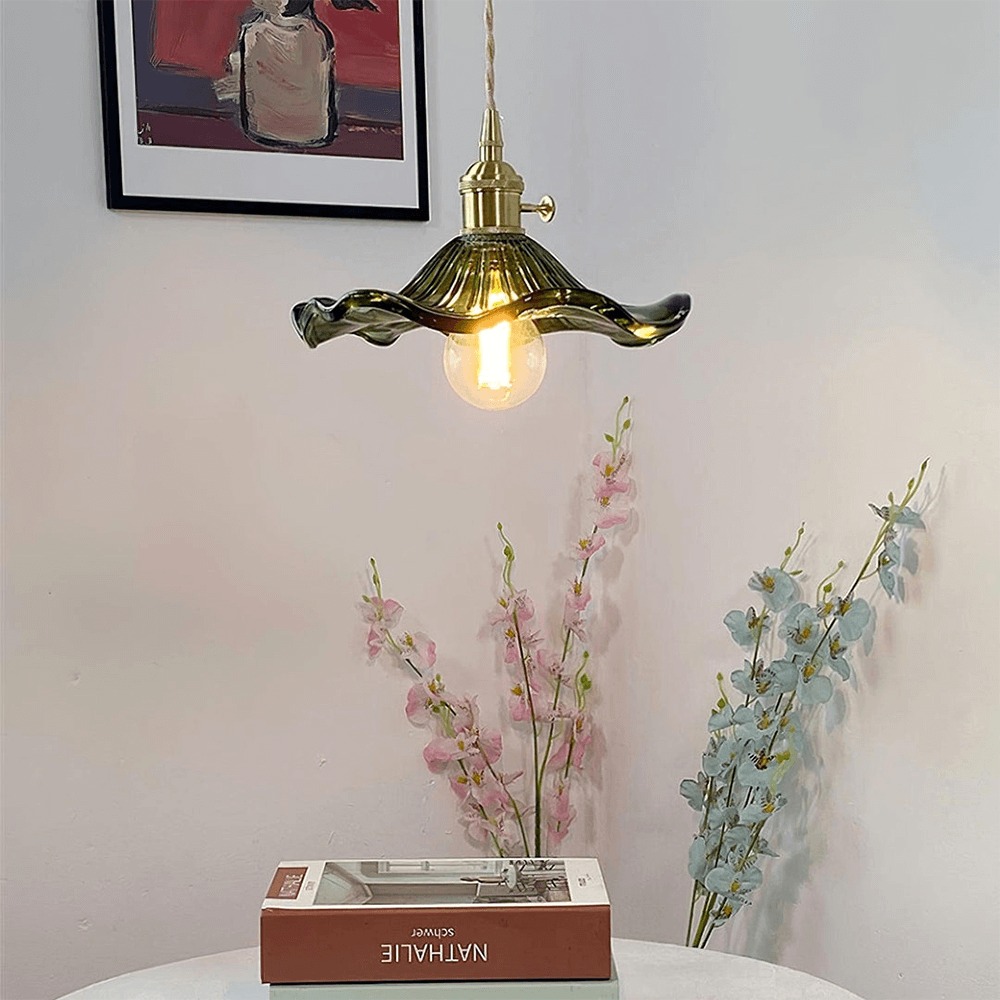 Hibiscus Flower Glass LED Pendant Light - Elegant Hanging Lamp