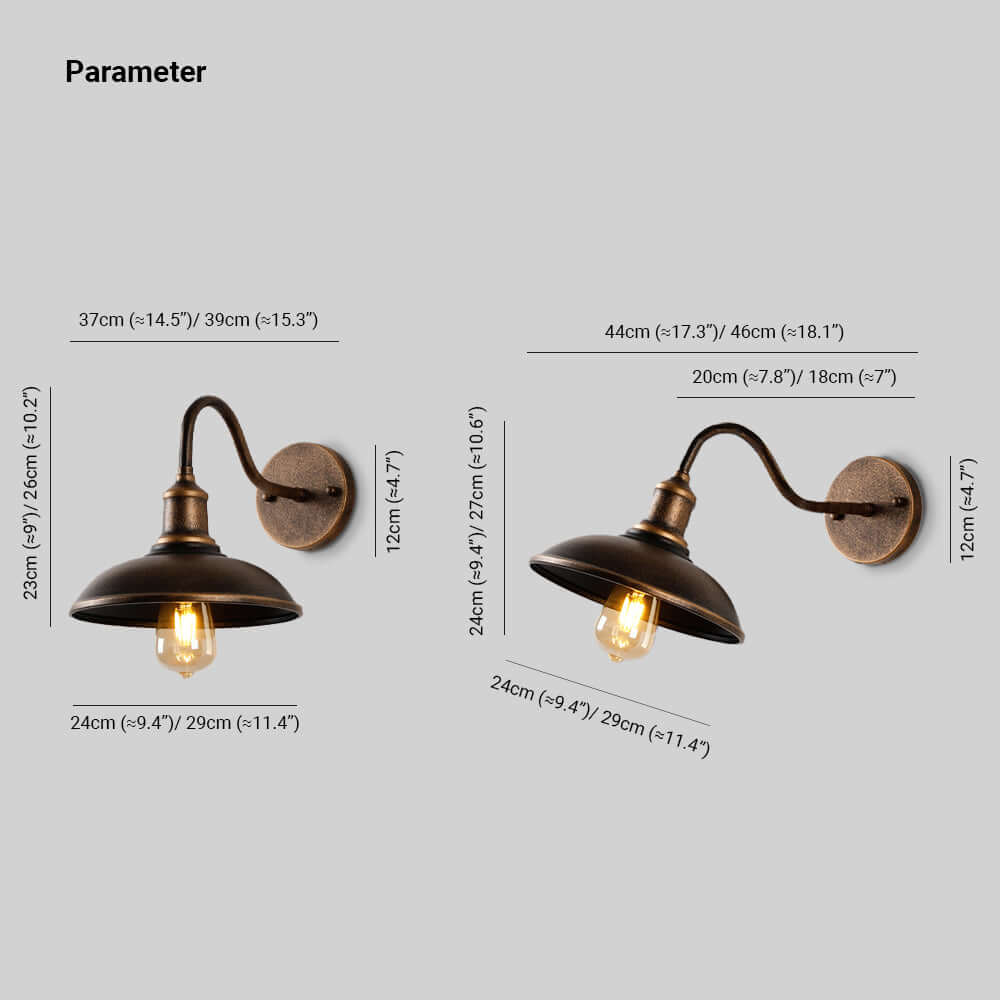 Alessio Rustic Bowl Shaped Antique Brass IP65 Waterproof Outdoor Wall Lamp