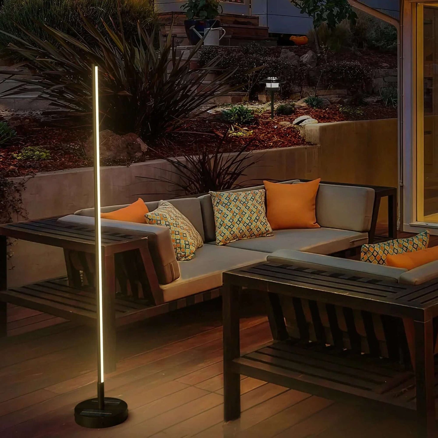 Modern Outdoor Solar Floor Lamp - 52.4" Tall LED Solar Powered Lamp for Patio, Garden, or Outdoor Living Area