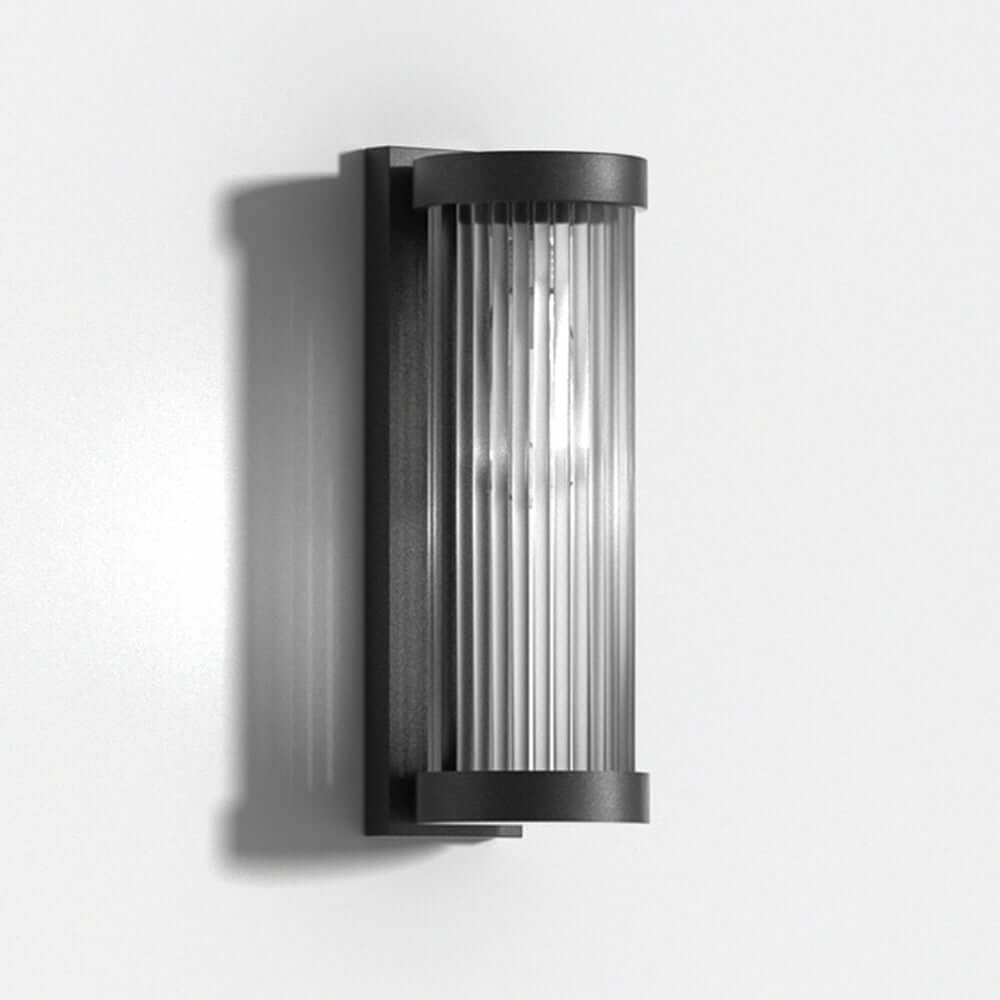 Modern Cylindrical Metal & Glass Outdoor Solar IP65 Waterproof Wall Lamp