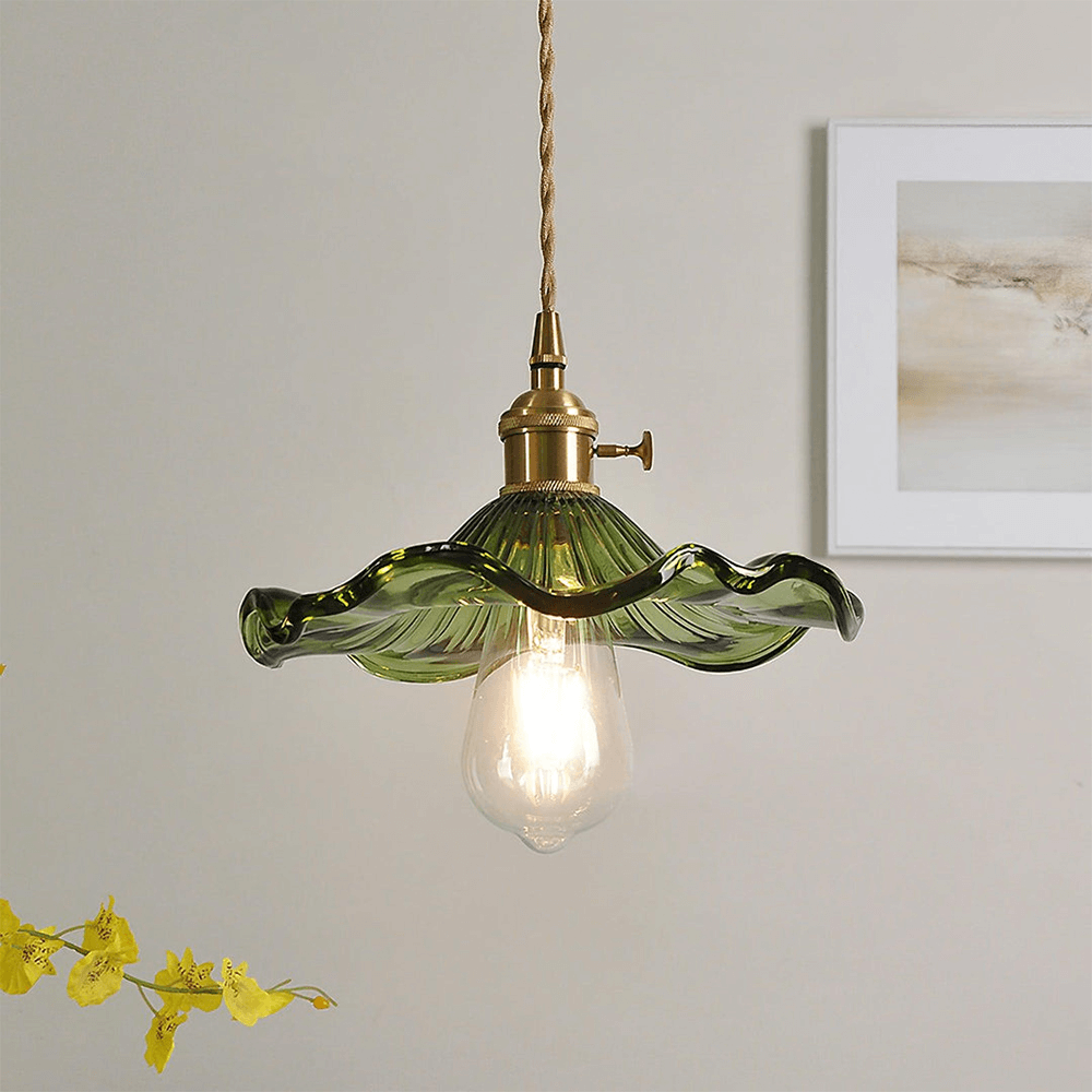 Hibiscus Flower Glass LED Pendant Light - Elegant Hanging Lamp