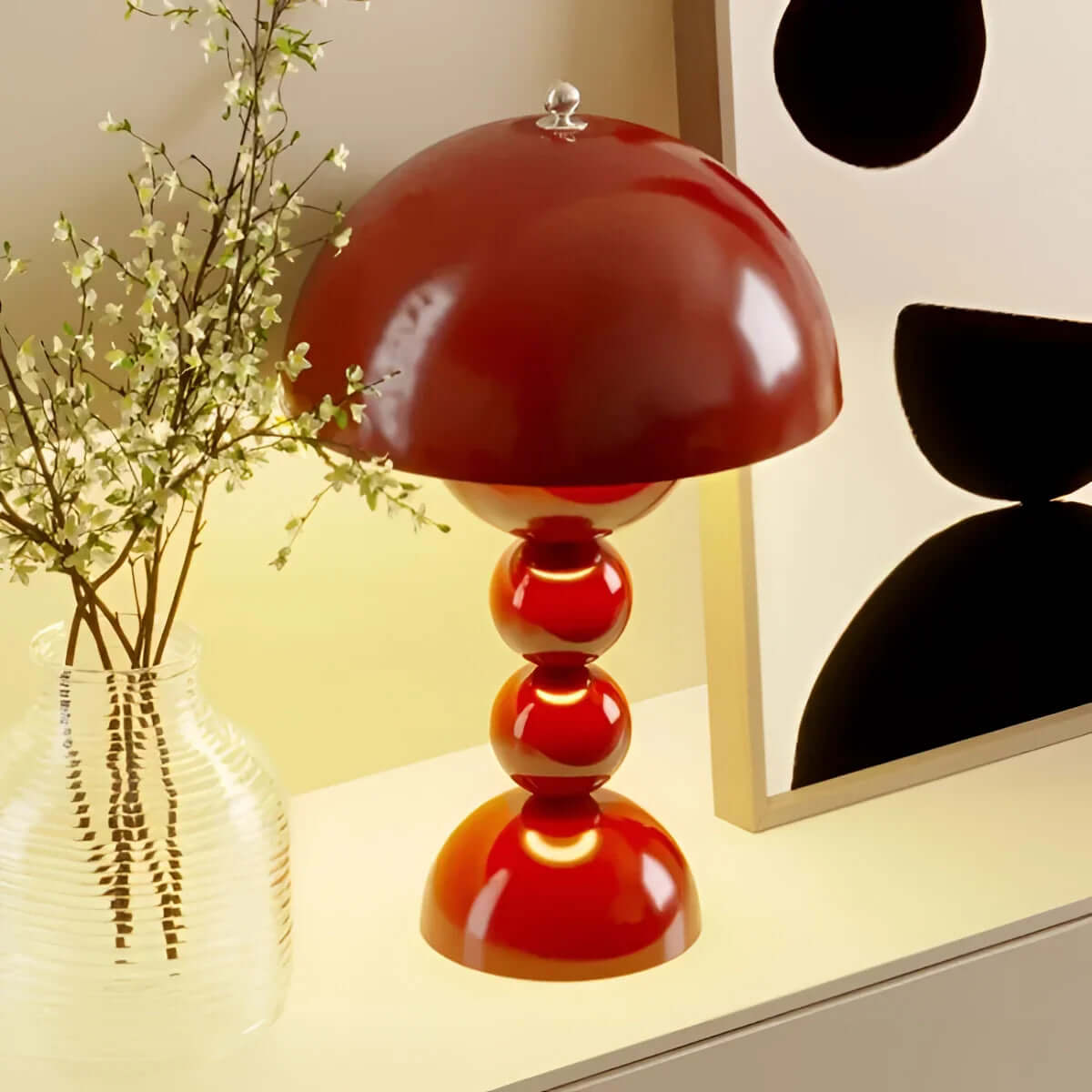 Vintage Mid-Century Modern Mushroom Lamp - Retro Acrylic Dome Light for Table & Desk