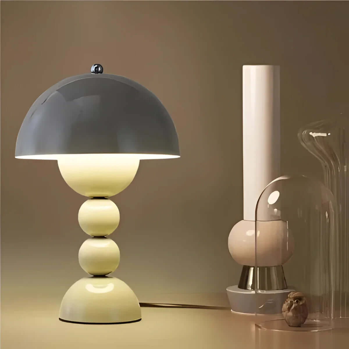 Vintage Mid-Century Modern Mushroom Lamp - Retro Acrylic Dome Light for Table & Desk