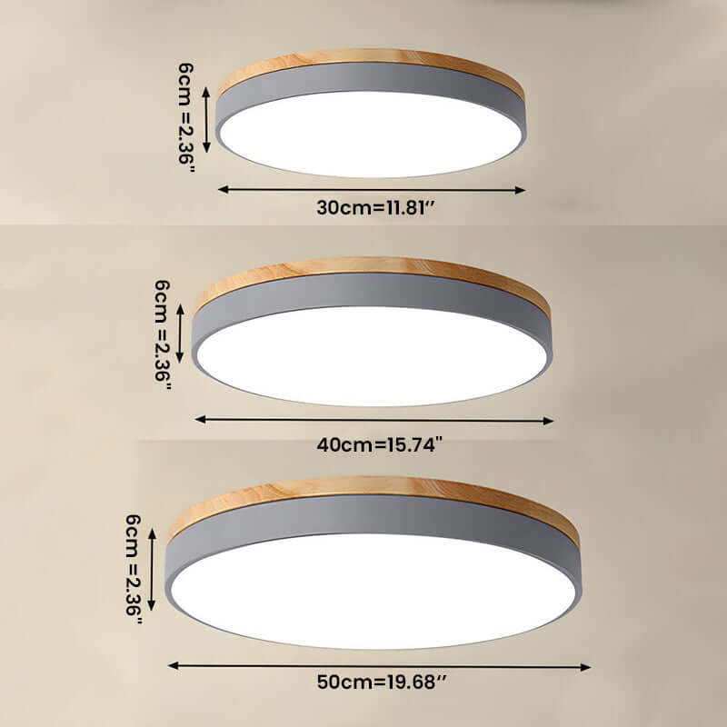 Wooden Round Flush Mount Ceiling Light Fixture for Living Room, Hallway, Bedroom