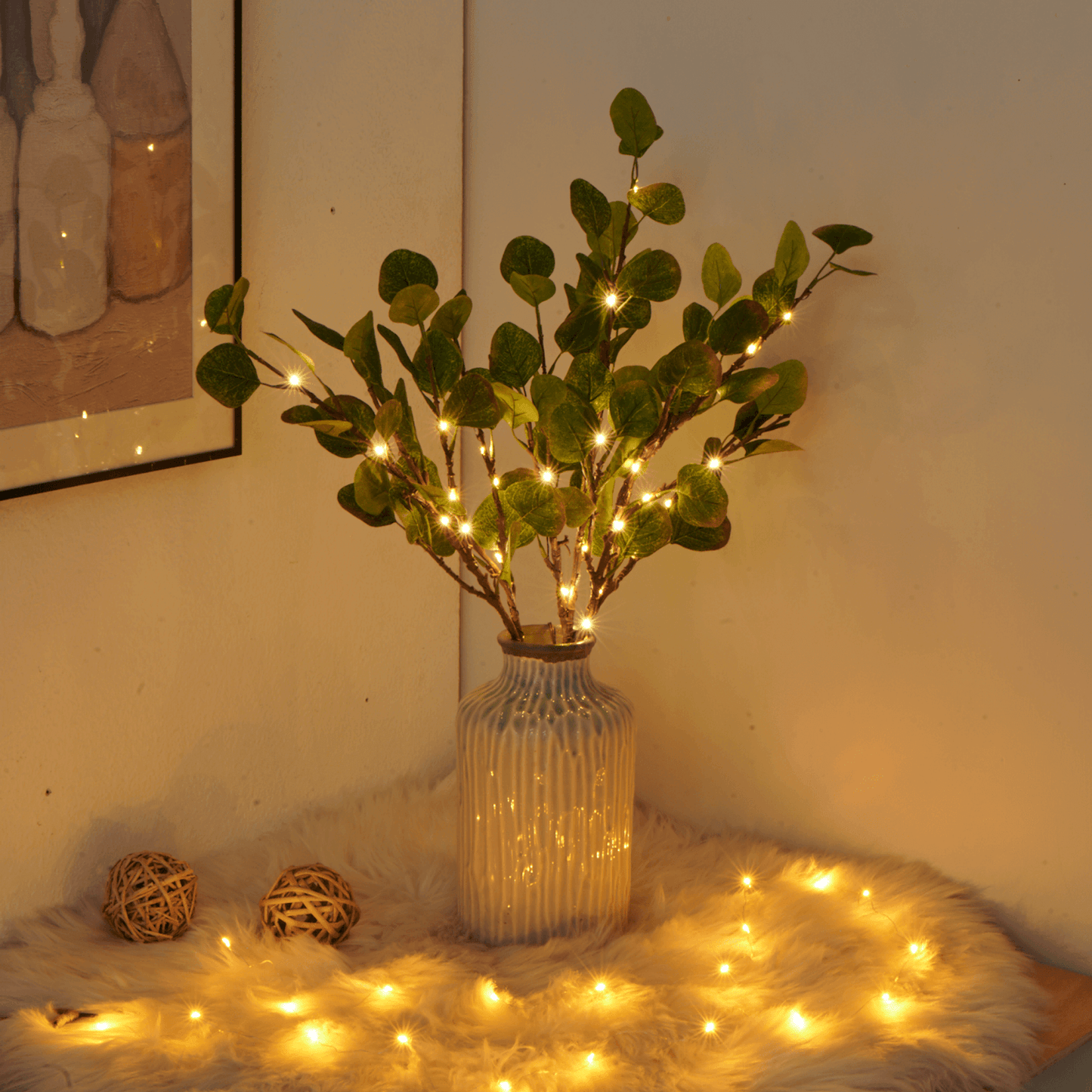 Luminous LED Olive Branch - 28" Battery Operated Fairy Light Branch Decor