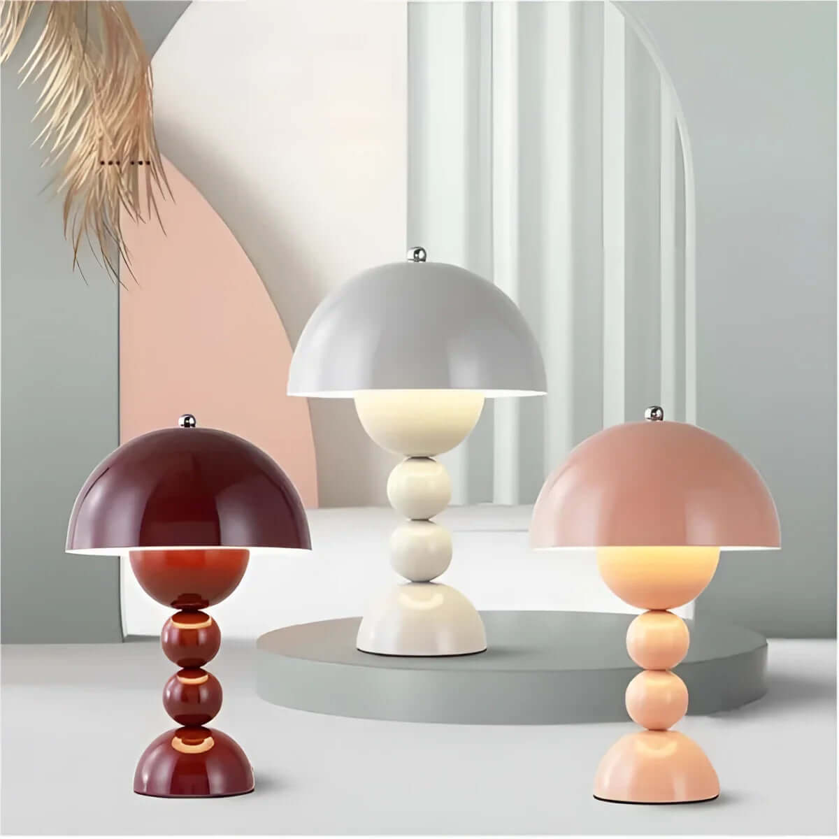 Vintage Mid-Century Modern Mushroom Lamp - Retro Acrylic Dome Light for Table & Desk