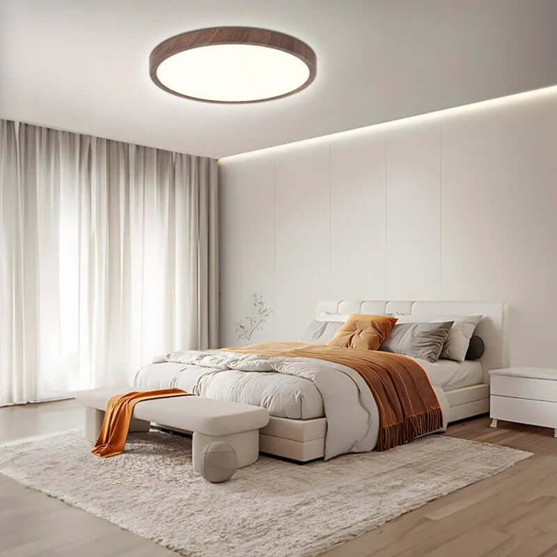 Ultrathin LED Ceiling Light, Modern Walnut Wood Grain, Dimmable, 30cm/40cm