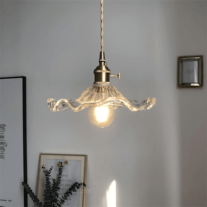 Hibiscus Flower Glass LED Pendant Light - Elegant Hanging Lamp