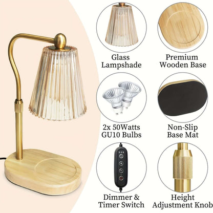 Cozy Dimmable Candle Warmer Lamp with Adjustable Height & Timer