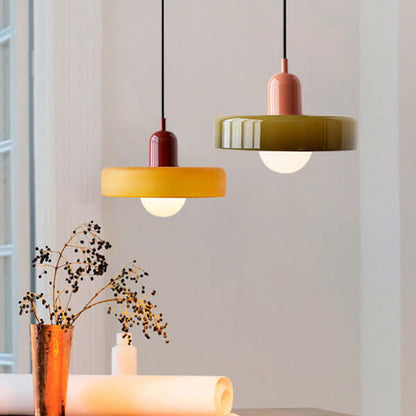 Bauhaus Style Stained Glass Pendant Light - 18/22/25/35CM - G9 - White/Orange/Green