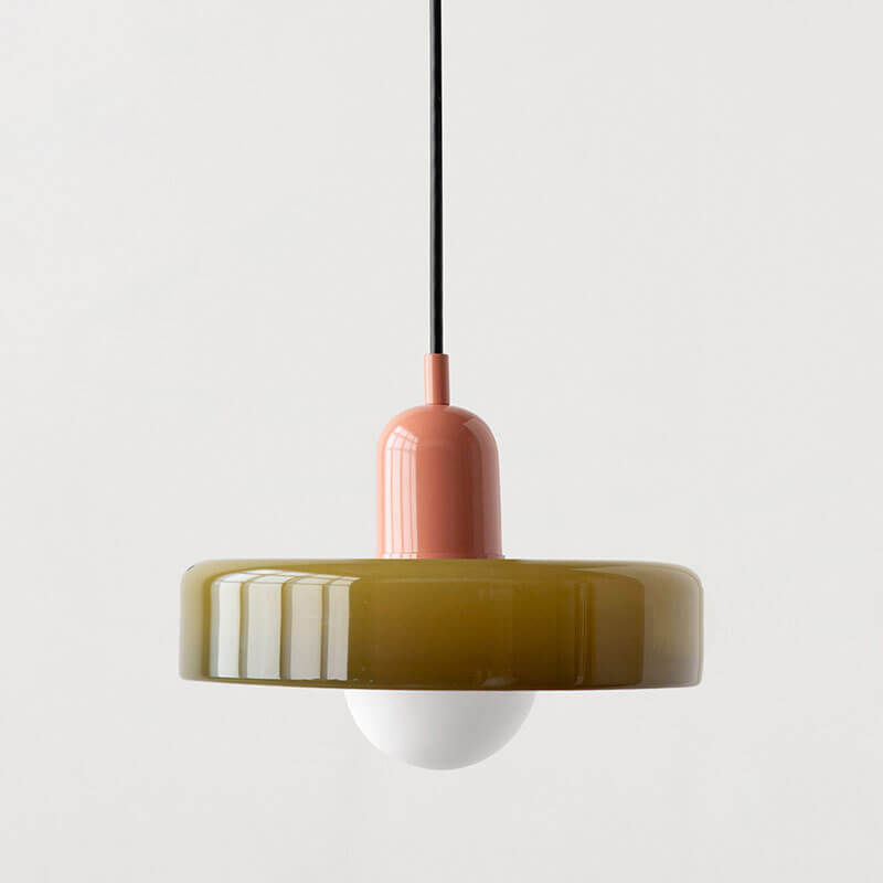 Bauhaus Style Stained Glass Pendant Light - 18/22/25/35CM - G9 - White/Orange/Green