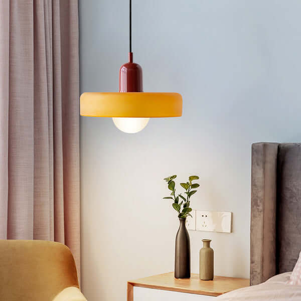 Bauhaus Style Stained Glass Pendant Light - 18/22/25/35CM - G9 - White/Orange/Green