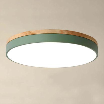 Wooden Round Flush Mount Ceiling Light Fixture for Living Room, Hallway, Bedroom