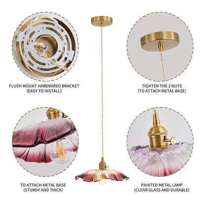 Retro Flower Glass Pendant Light for Dining Room