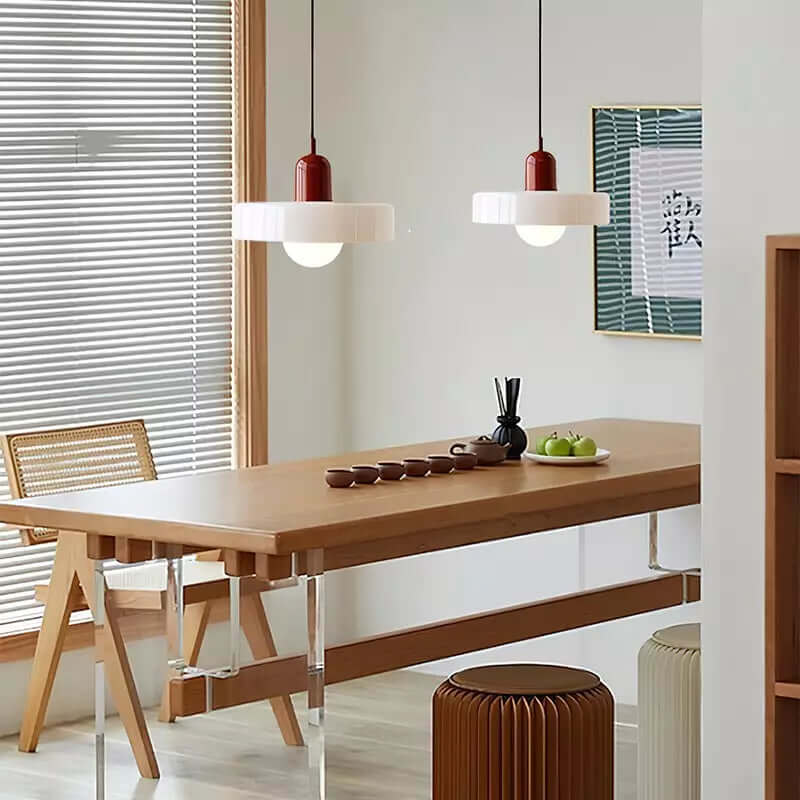 Bauhaus Style Stained Glass Pendant Light - 18/22/25/35CM - G9 - White/Orange/Green