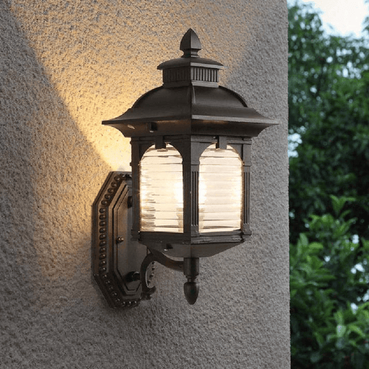 Antique Glass Outdoor Wall Lamp - Vintage Charm for Courtyards