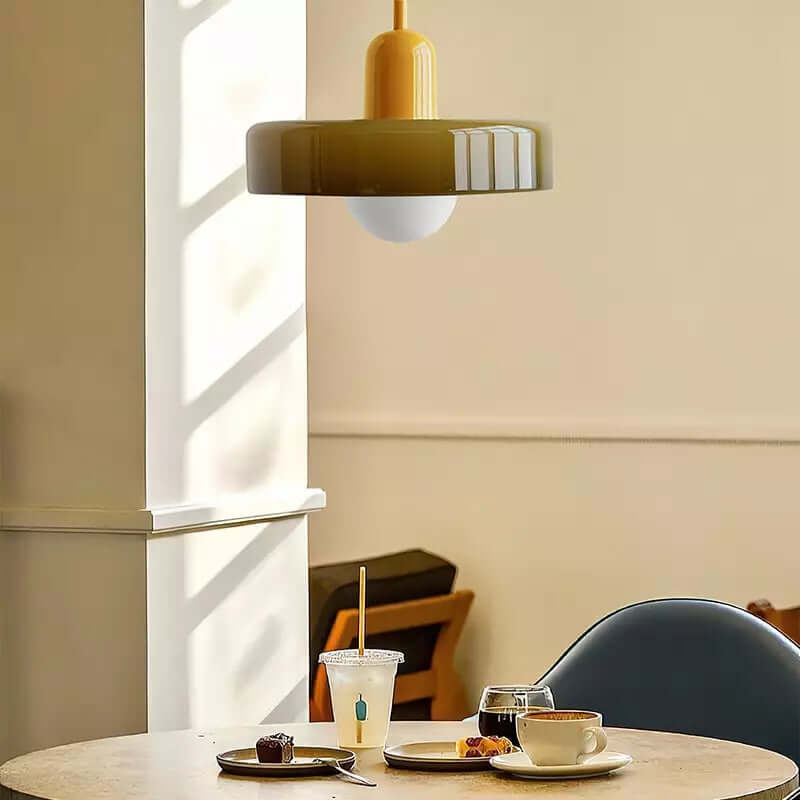 Bauhaus Style Stained Glass Pendant Light - 18/22/25/35CM - G9 - White/Orange/Green