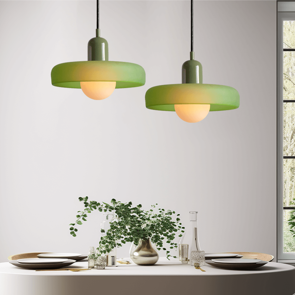 Bauhaus Style Stained Glass Pendant Light - 18/22/25/35CM - G9 - White/Orange/Green
