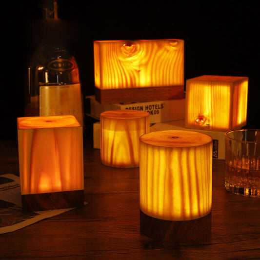 GloedHout Touch Control LED Table Lamp - Rechargeable Battery Powered Lamp for Bedroom, Office - Wooden & Metal Design