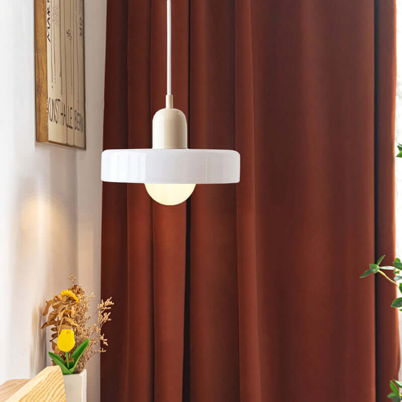 Bauhaus Style Stained Glass Pendant Light - 18/22/25/35CM - G9 - White/Orange/Green
