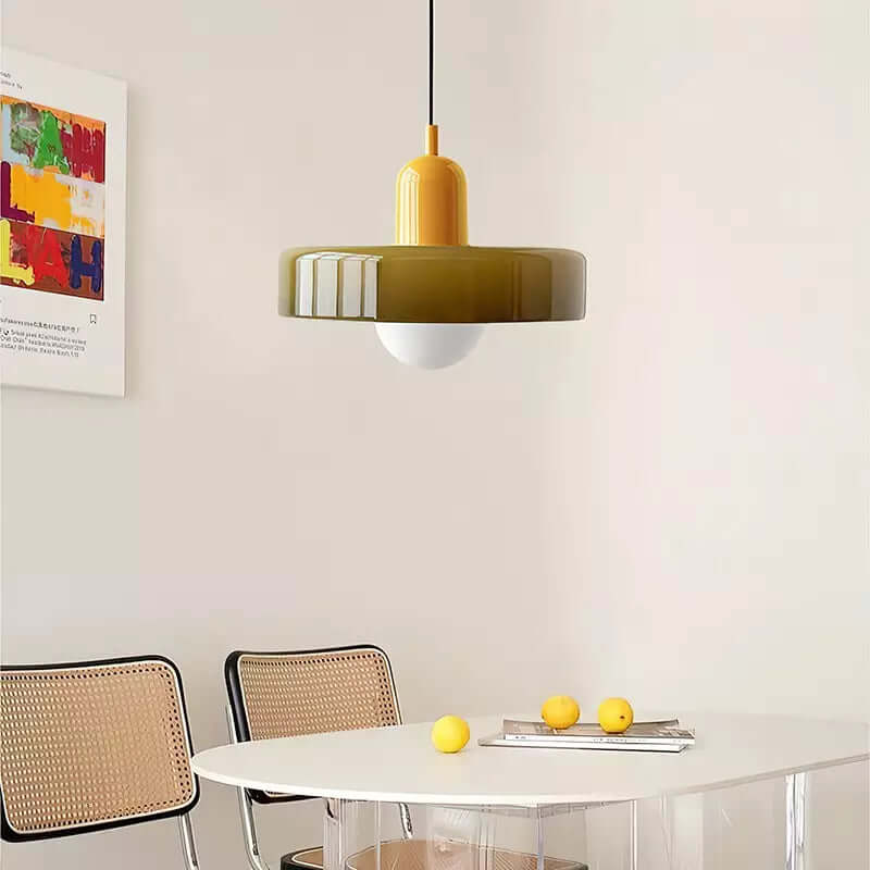 Bauhaus Style Stained Glass Pendant Light - 18/22/25/35CM - G9 - White/Orange/Green