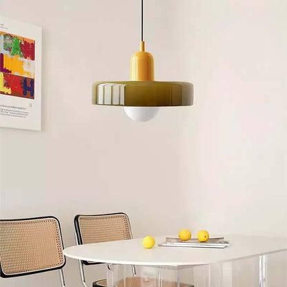 Bauhaus Style Stained Glass Pendant Light - 18/22/25/35CM - G9 - White/Orange/Green