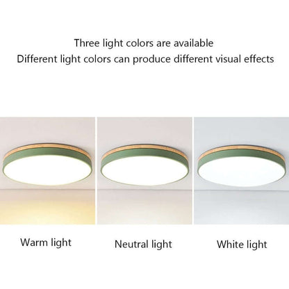 Wooden Round Flush Mount Ceiling Light Fixture for Living Room, Hallway, Bedroom