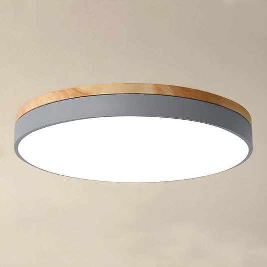 Wooden Round Flush Mount Ceiling Light Fixture for Living Room, Hallway, Bedroom
