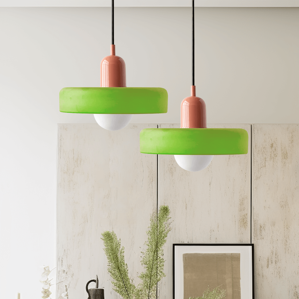 Bauhaus Style Stained Glass Pendant Light - 18/22/25/35CM - G9 - White/Orange/Green