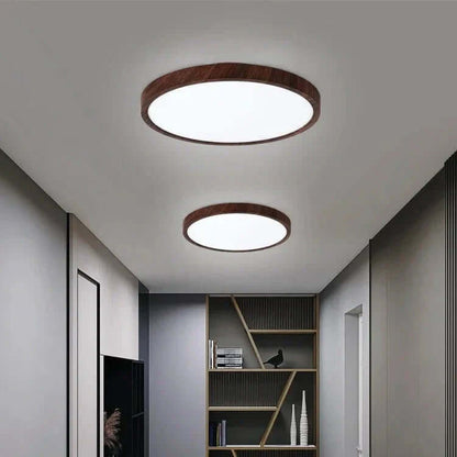 Ultrathin LED Ceiling Light, Modern Walnut Wood Grain, Dimmable, 30cm/40cm