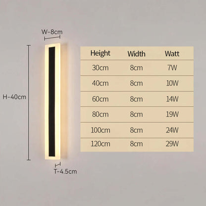 IP65 Modern Minimalist LED Outdoor Wall Light, Black Acrylic, Weatherproof