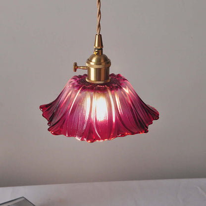 Retro Flower Glass Pendant Light for Dining Room, Vintage Hanging Lamp
