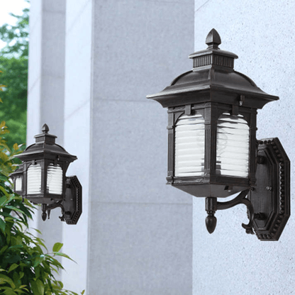 Antique Glass Outdoor Wall Lamp - Vintage Charm for Courtyards