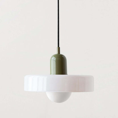 Bauhaus Style Stained Glass Pendant Light - 18/22/25/35CM - G9 - White/Orange/Green