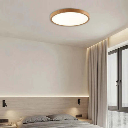 Ultrathin LED Ceiling Light, Modern Walnut Wood Grain, Dimmable, 30cm/40cm
